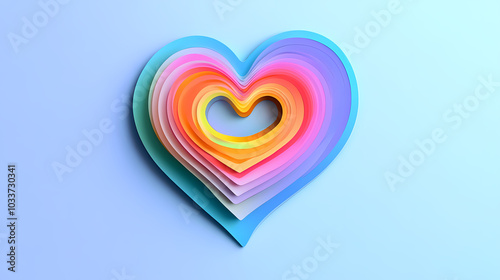 heart rainbow colors logo 3d vector papercut