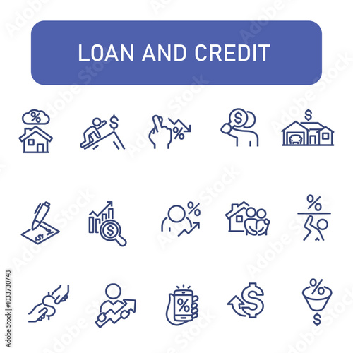 set of loan and credit line vector icons