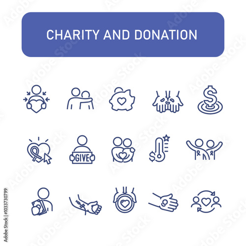 set of charity and donation icon vector design 