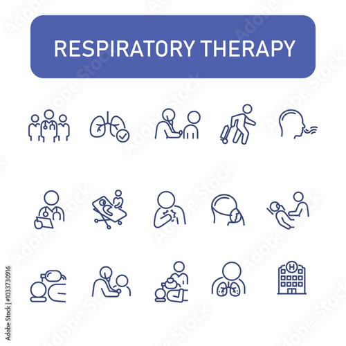 respiratory therapy icon vector line design set 