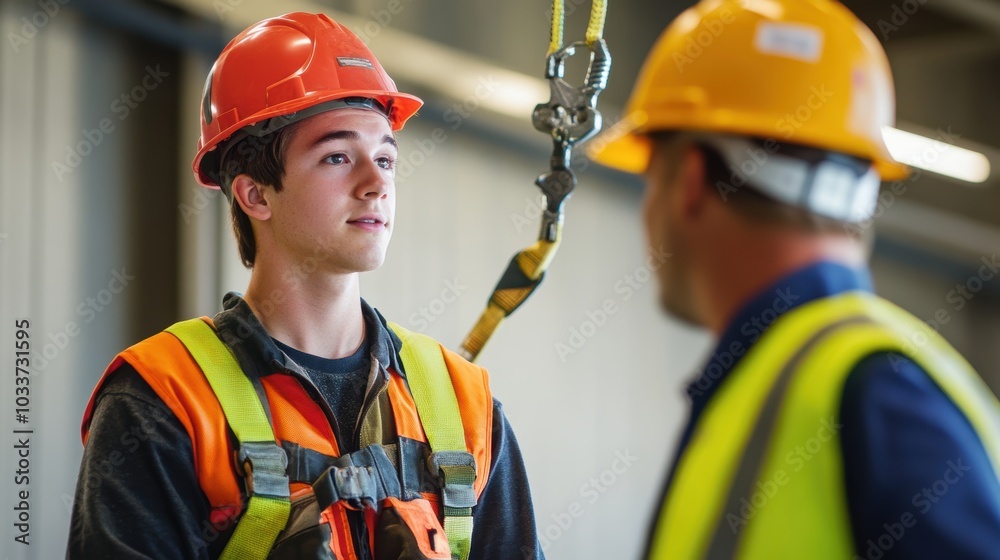Young Worker Learning Safety Gear Usage