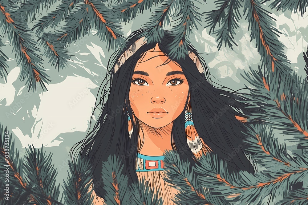 Indigenous girl in traditional Native American attire, featuring intricate patterns, perfect for cultural diversity and representation visuals. Indigenous girl in traditional Native American attire, featuring intricate patterns, perfect for cultural diversity and representation visuals.