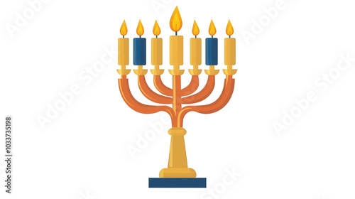 Classic Flat Menorah Icon Design for Hanukkah Celebrations, PNG File, Transparent Background