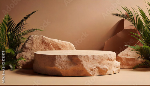 Abstract mock up Stone scene podium display product stand