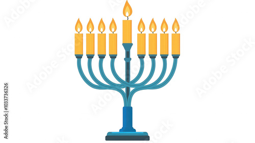 Classic Flat Menorah Icon Design for Hanukkah Celebrations, PNG File, Transparent Background