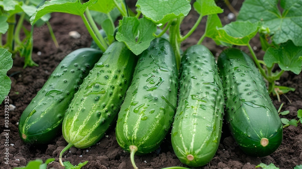 Green cucumber grows on the bed in the greenhouse, selective focus, Generative AI, Green cucumber grows on the bed in the greenhouse, selective focus, Generative AI,