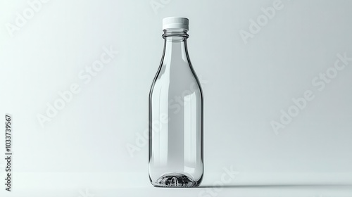 realistic vector mockup of an empty glass bottle with a sleek white plastic screw cap elegantly positioned against a clean white background perfect for showcasing product design