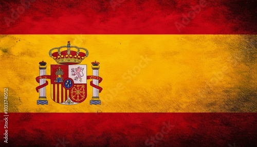 古いビンテージのスペインの国旗(Old grunge vintage Spain flag.)
