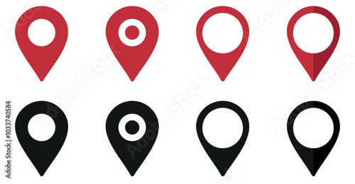 Set of map pin location icons. Modern map markers .Vector illustration on a white background.
