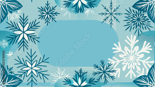 Christmas holiday frame with snowflakes for Christmas cards, greetings or social media posts.Vector flat illustration