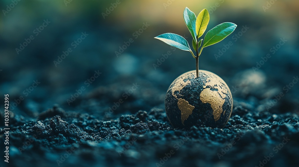 A delicate seedling growing from a coin