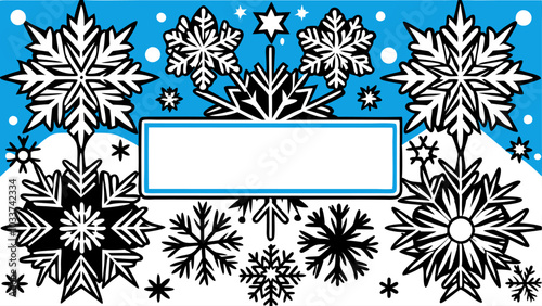 Christmas holiday frame with snowflakes for Christmas cards, greetings or social media posts.Vector flat illustration