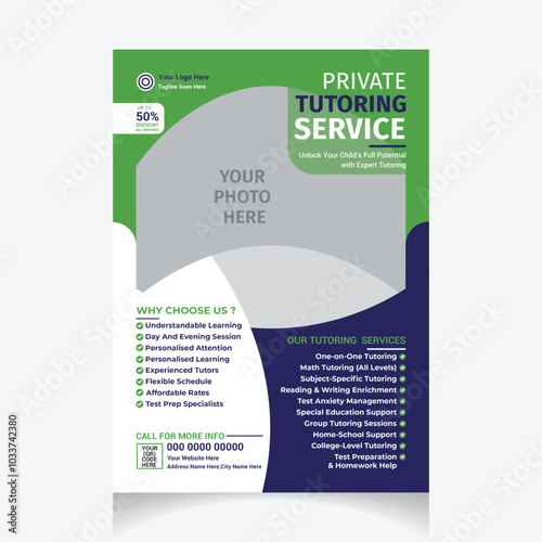 modern private tutoring flyer design layout