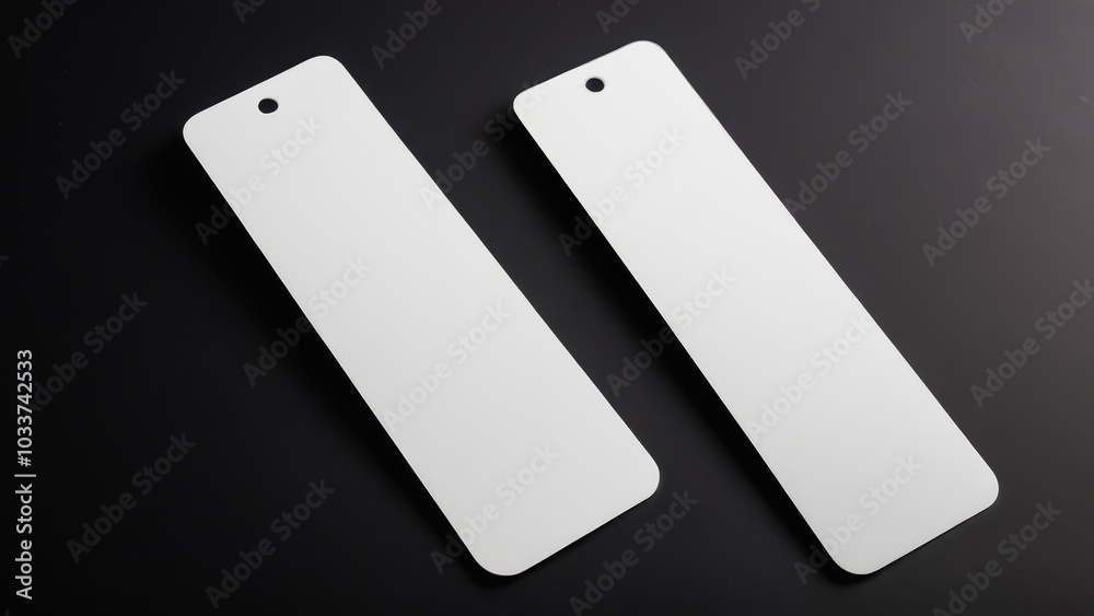Minimalist bookmark mockup showing a classic, rectangular bookmark in a neutral setting. Great for use in digital or print media presentations, focusing solely on the bookmark design Minimalist bookmark mockup showing a classic, rectangular bookmark in a neutral setting. Great for use in digital or print media presentations, focusing solely on the bookmark design