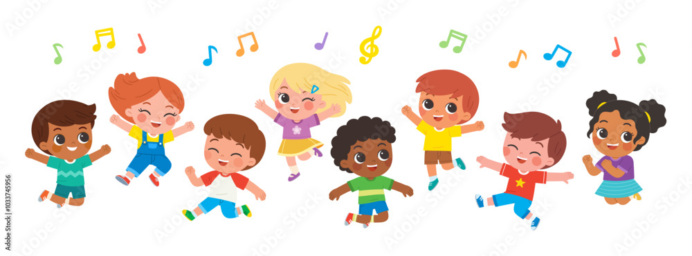 Group of Happy boys and girls standing and jumping. Collection back to School of kindergarten. Children with different jumping poses. Children's activities. Group of Happy boys and girls standing and jumping. Collection back to School of kindergarten. Children with different jumping poses. Children's activities.