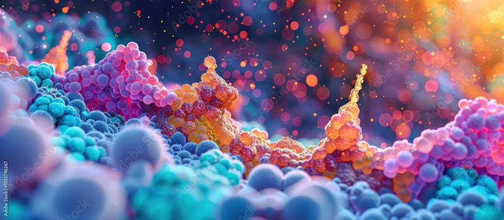 Fototapeta premium Mesmerizing abstract background of a vibrant cosmic eruption of glowing digital fractals prismatic kaleidoscope patterns and fluid shimmering iridescent shapes against a backdrop of dynamic