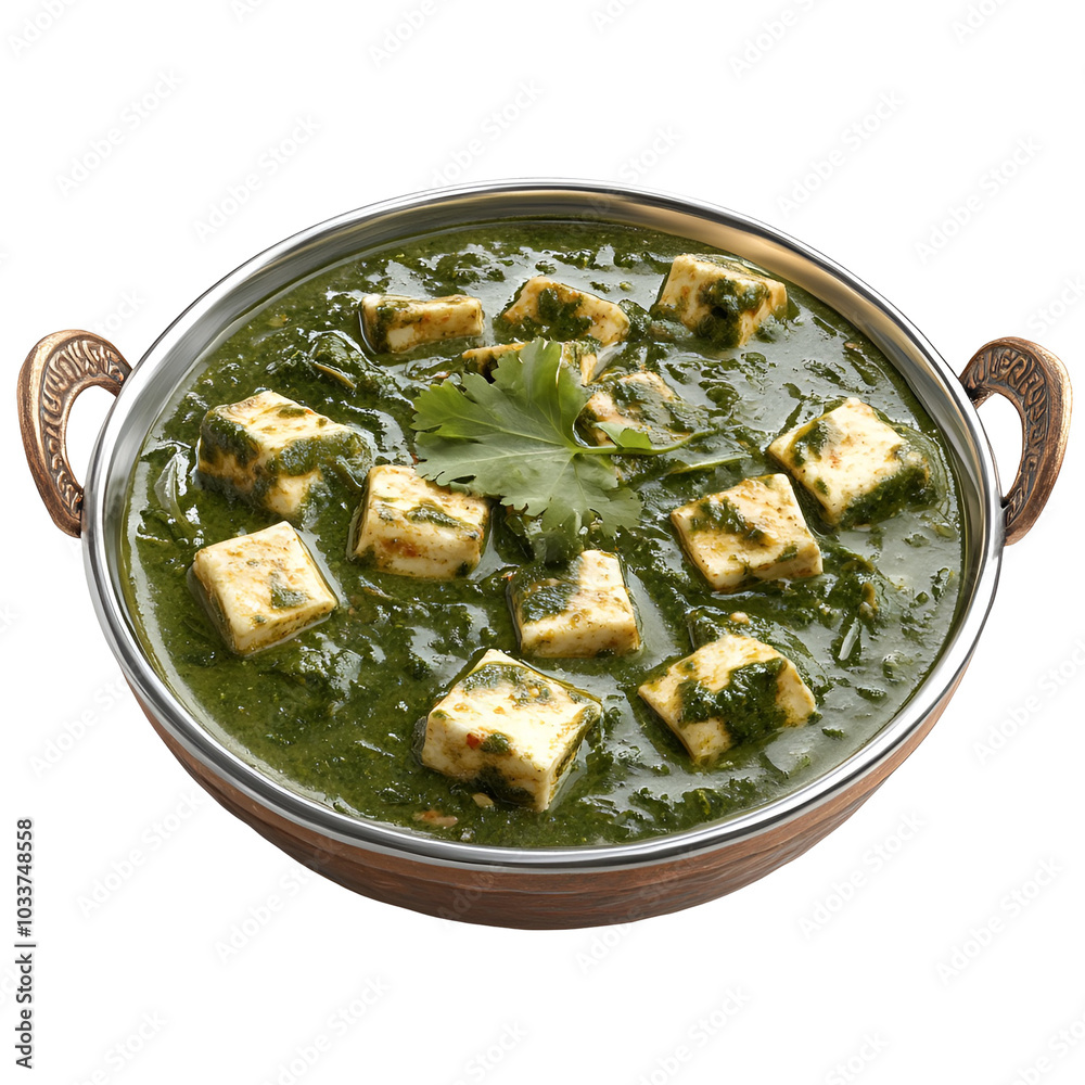 Indian Cuisine Palak Paneer in Bowl with Garnish Indian Cuisine Palak Paneer in Bowl with Garnish
