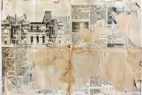 Victorian doll house ephemera border collage backgrounds newspaper.