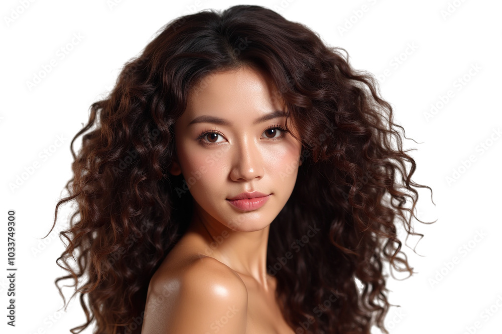 Beautiful Asia Woman with Long Wavy Brunette Hair isolated PNG Beautiful Asia Woman with Long Wavy Brunette Hair isolated PNG