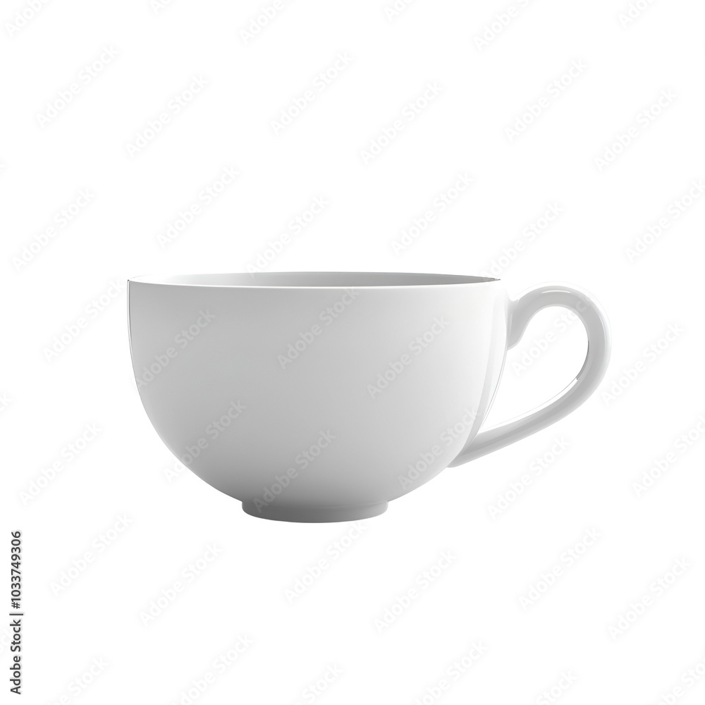 White Ceramic Mug with Rounded Handle White Ceramic Mug with Rounded Handle