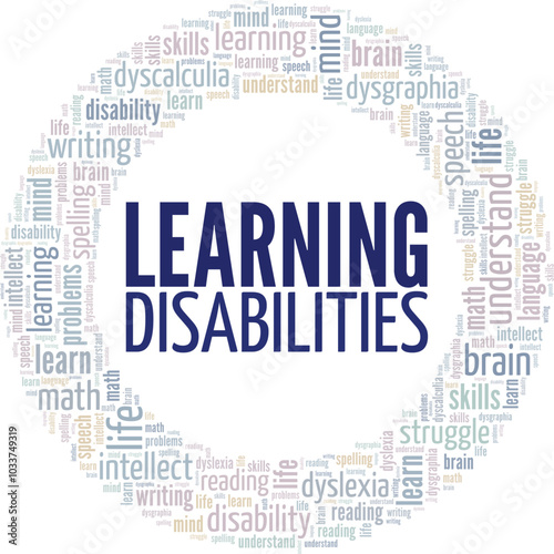 Learning Disability word cloud conceptual design isolated on white background.