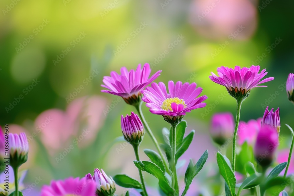 Delicate pink daisies basking in warm sunlight during a vibrant spring afternoon Delicate pink daisies basking in warm sunlight during a vibrant spring afternoon