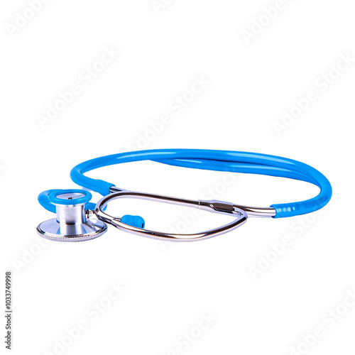 Blue stethoscope on white isolate background.