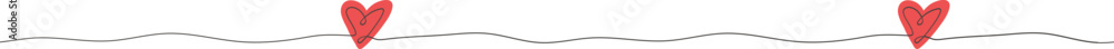 Continuous line hearts seamless horizontal border. Hand drawn vector illustration isolated on transparent background Continuous line hearts seamless horizontal border. Hand drawn vector illustration isolated on transparent background