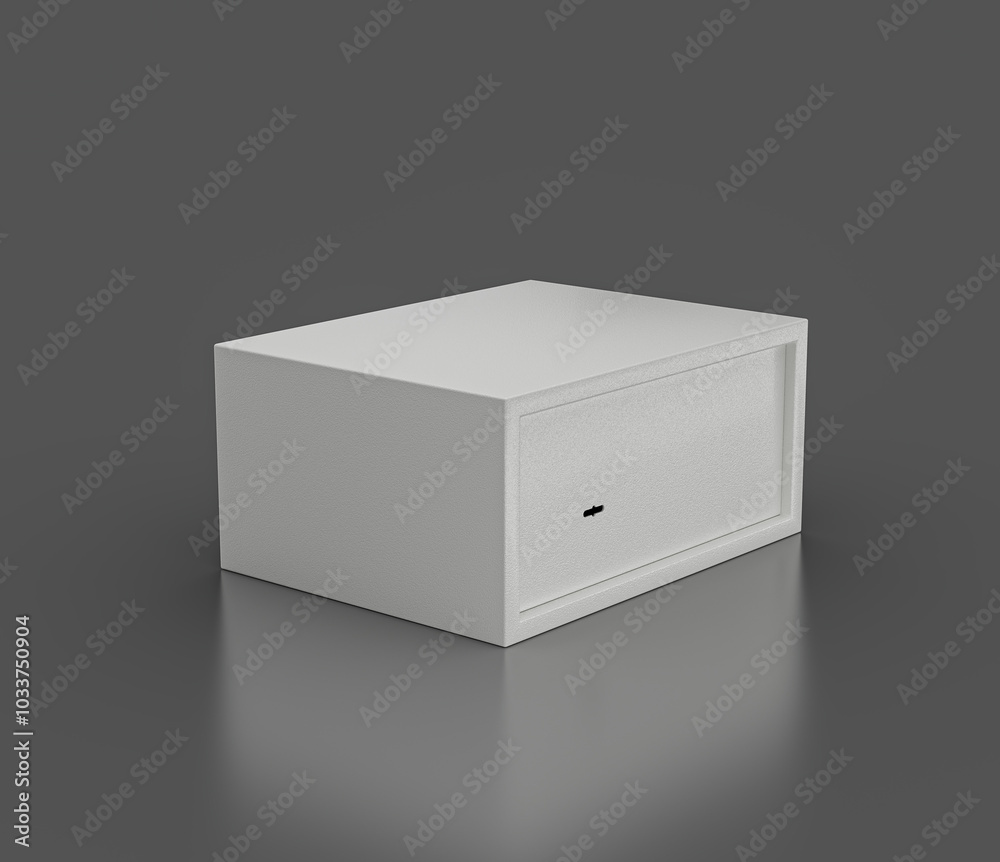 Closed Steel Safe Locker With A White Finish For Secure Storage On Gray Background 3D Illustration Closed Steel Safe Locker With A White Finish For Secure Storage On Gray Background 3D Illustration