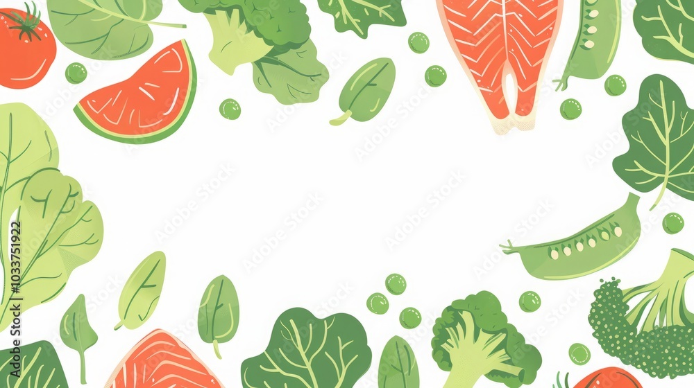 vegetables and red fish on a white background. vegetables and red fish on a white background.