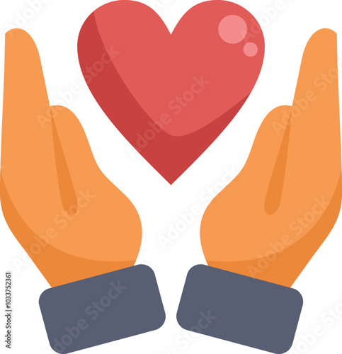 Two hands holding a heart, representing concepts like charity, love, care, and health