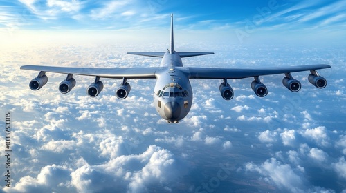 Military Cargo Plane Flying Above Clouds   Aviation Transport  Air Force  Airplane  Aircra photo