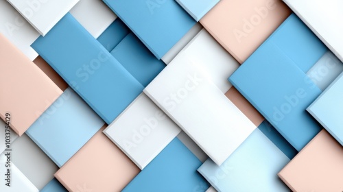 A creative woven arrangement of pastel-colored paper tiles creating depth and interest, evoking modern design aesthetics and feelings of interconnection and unity.