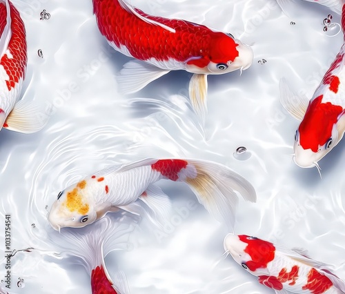 Koi carp tile as viewed from above. Matches horizontally and vertically.