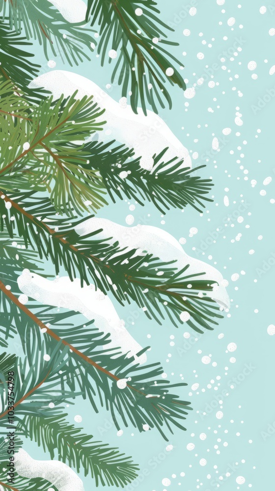 spruce branches in snow illustration. spruce branches in snow illustration.