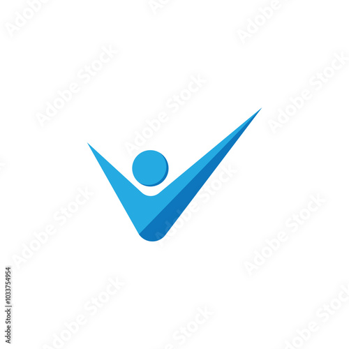 Abstract round symbol with happy human silhouette. Sport, fitness, medical or health care center logo design concept. photo