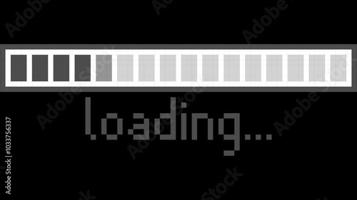 Smooth Animated video loading counter bar game 8bit pixel art process progress computer battery, banner