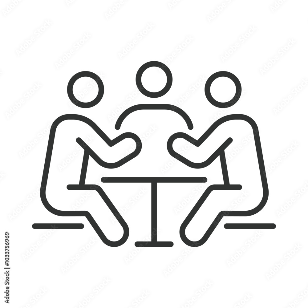Business meeting, in line design. Business meeting, conference, discussion, corporate, team, presentation, negotiation on white background vector. Business meeting editable stroke icon Business meeting, in line design. Business meeting, conference, discussion, corporate, team, presentation, negotiation on white background vector. Business meeting editable stroke icon