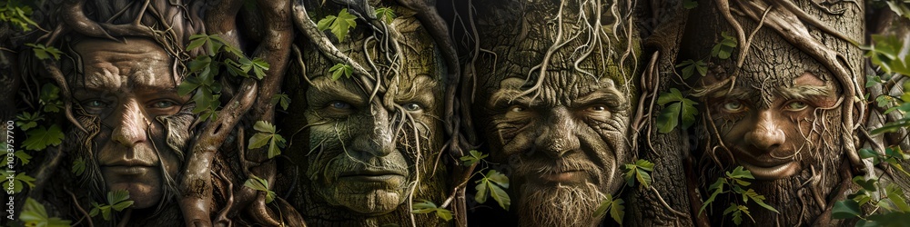 Magic trees with a human face. Magic trees with a human face.