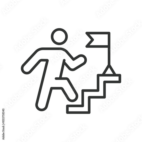 Career growth, in line design. Growth, advancement, development, skills, career, success, opportunities on white background vector. Career growth, in line design, editable stroke icon