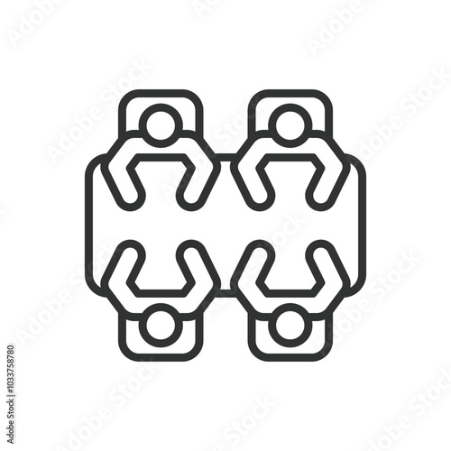 Conference hall, in line design. Conference hall, meeting room, event space, presentation area, seating on white background vector. Conference hall, in line design, editable stroke icon.