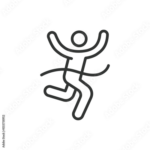 Finish line, in line design. Finish line, race, goal, victory, achievement, competition, end on white background vector. Finish, in line design, editable stroke icon