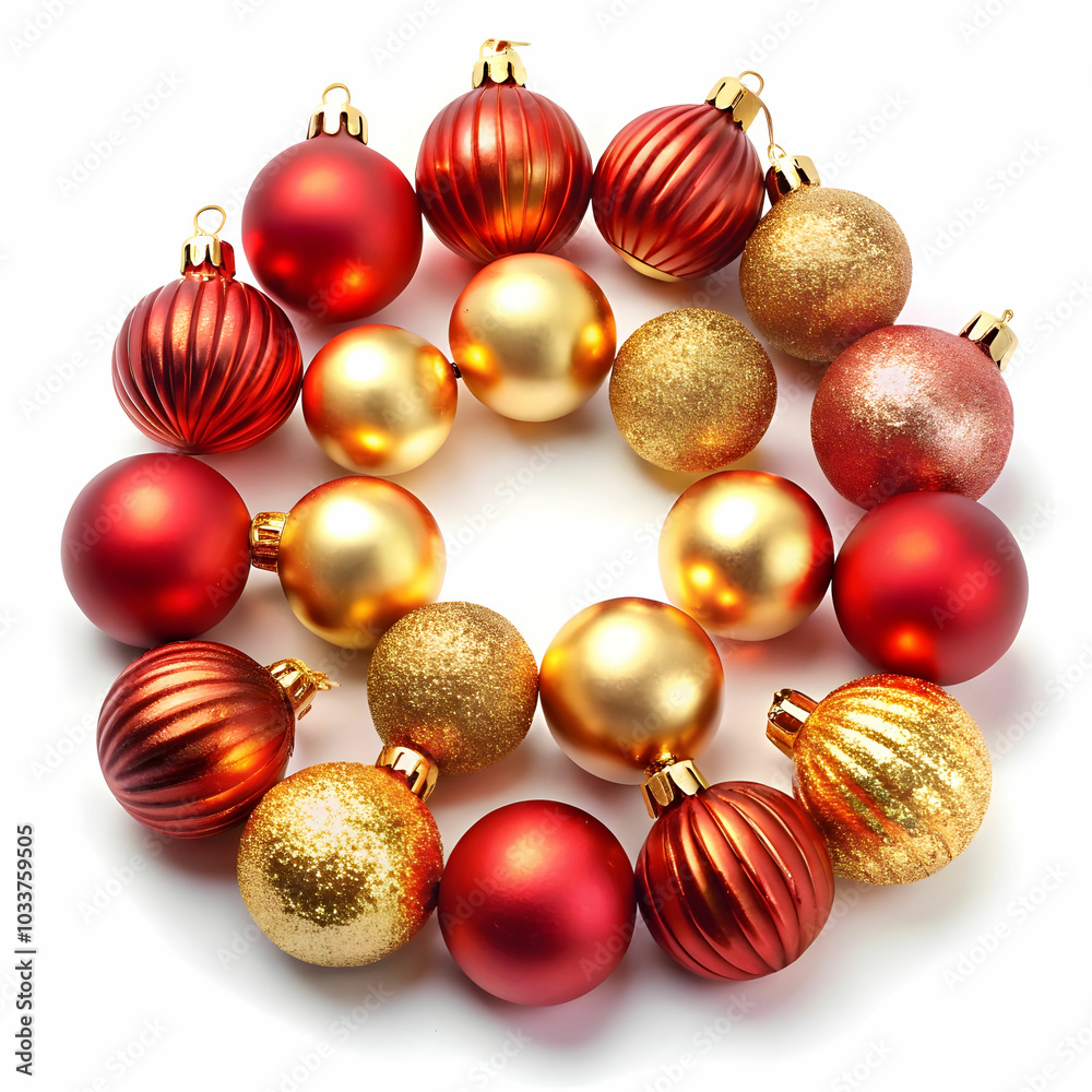 A stunning set of shiny red and gold Christmas baubles A stunning set of shiny red and gold Christmas baubles