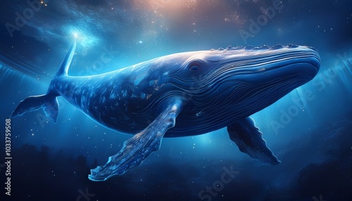 Majestic Blue Whale Swimming Underwater beauty photo