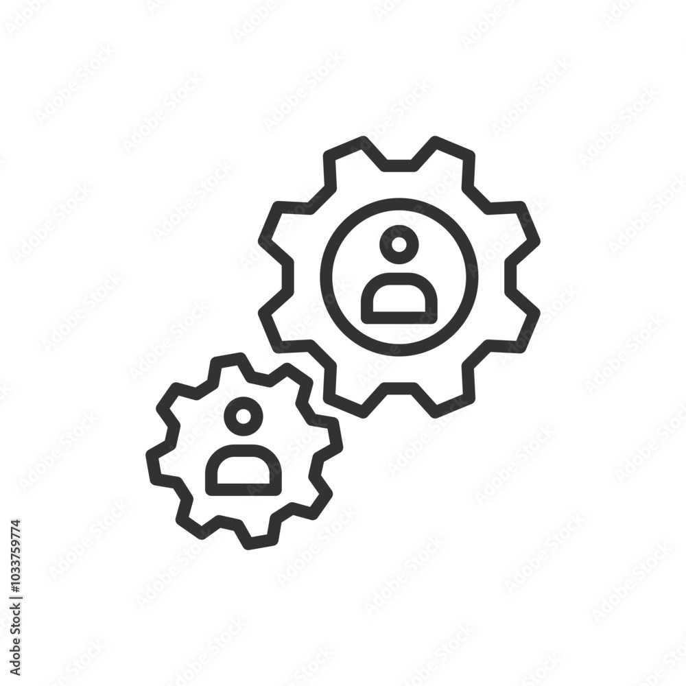 Obraz premium CRM, in line design. CRM, customer relationship, management, client database, interaction, sales, engagement on white background vector. CRM, in line design, editable stroke icon