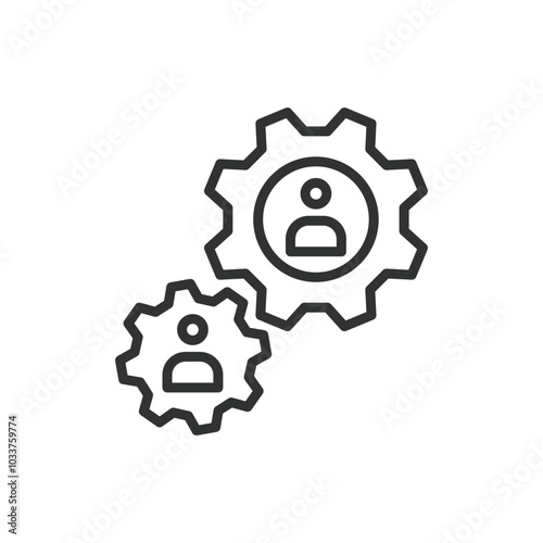 CRM, in line design. CRM, customer relationship, management, client database, interaction, sales, engagement on white background vector. CRM, in line design, editable stroke icon