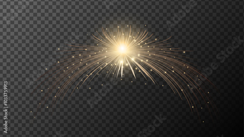 Fireworks vector.Star swirl for web design and fairy decoration. White golden comet light effect with many sparkling shine and shimmering light effects. 