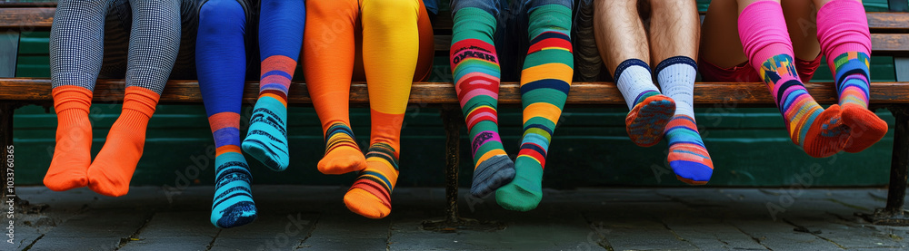 A vibrant image celebrating National Sock Day, featuring colorful and fun socks displayed in various patterns and designs. The lively atmosphere showcases the joy of wearing unique socks