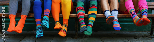 Obraz na płótnie A vibrant image celebrating National Sock Day, featuring colorful and fun socks displayed in various patterns and designs. The lively atmosphere showcases the joy of wearing unique socks w salonie