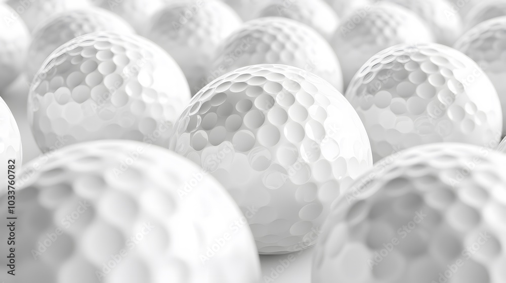 White golf balls on white background, banner, close up view, 3d illustration. White golf balls on white background, banner, close up view, 3d illustration.